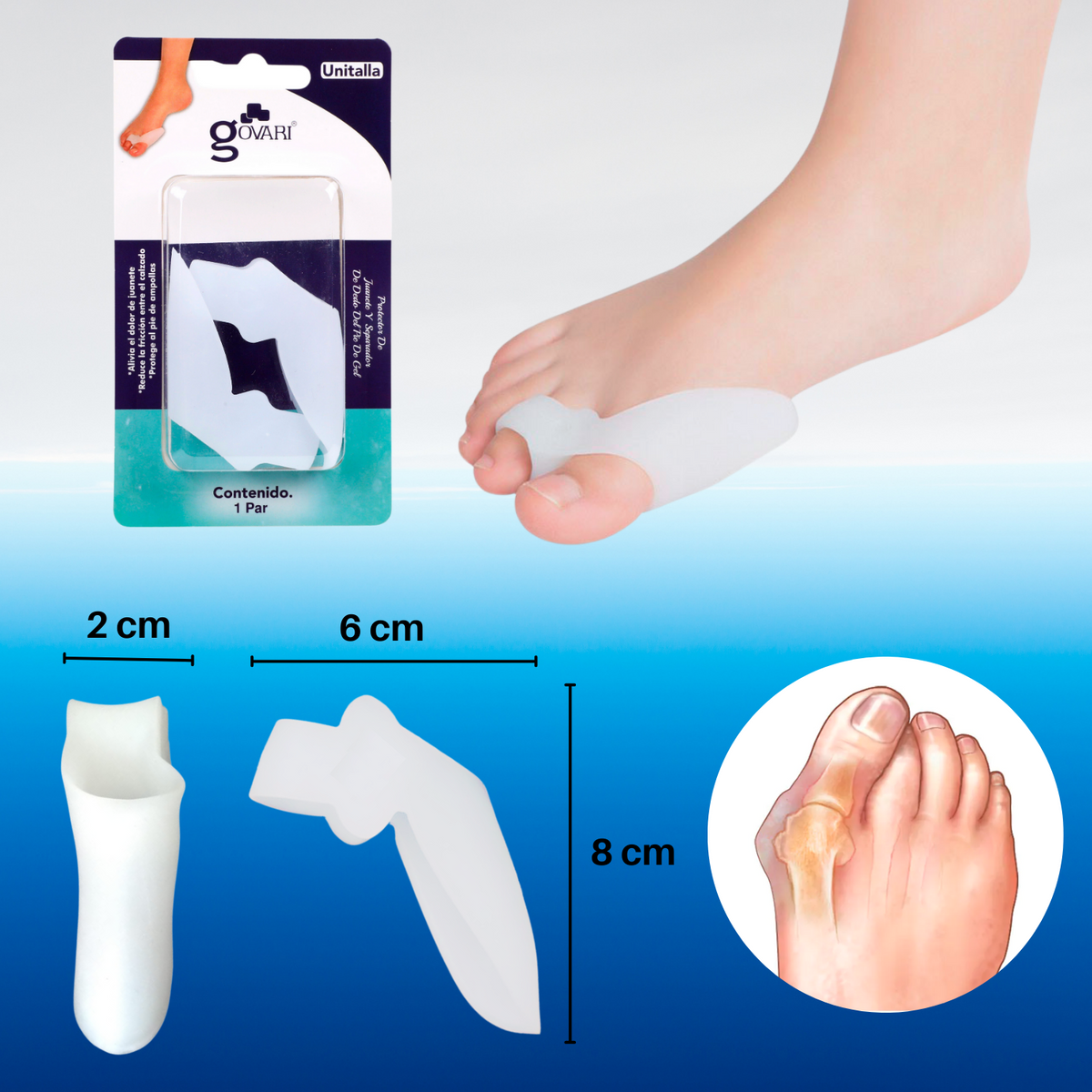 Kit Protector de Juanete con Espreader y Anillo de Gel (2 pares)