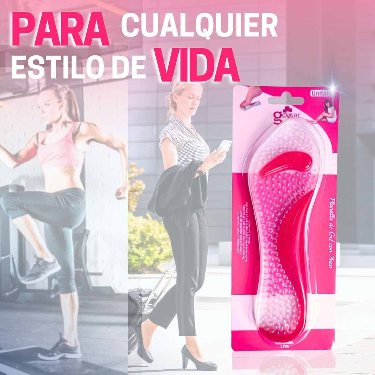 Plantilla de gel con arco y soporte metatarsal
