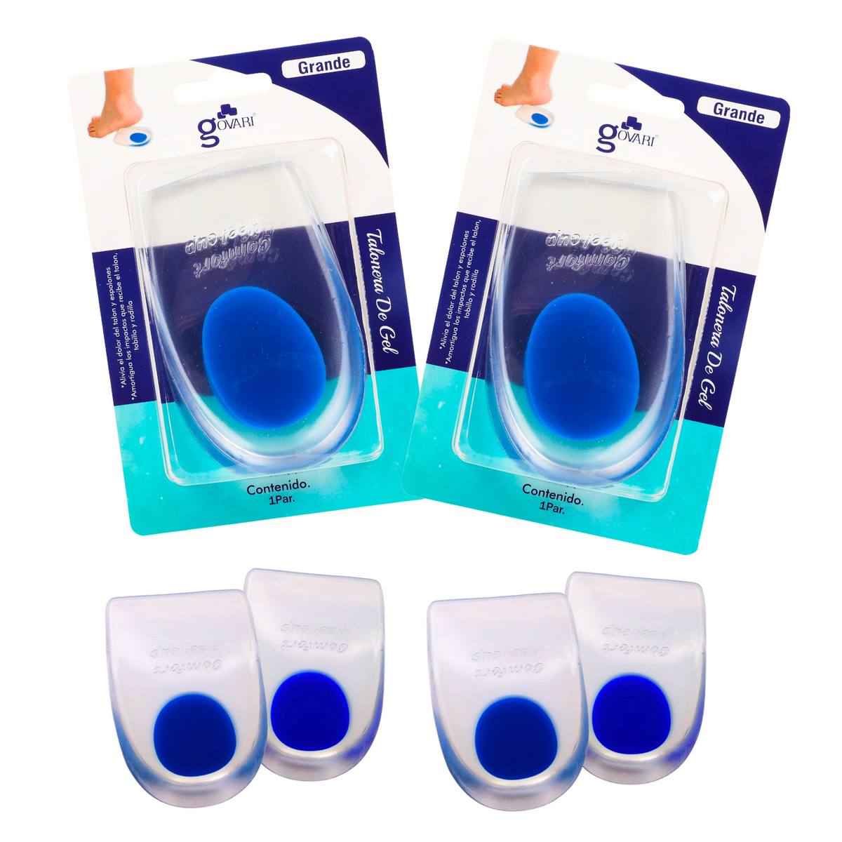 Kit Talonera de Gel para Espolón Calcáneo Punto Azul Talla Grande (2 Pares)