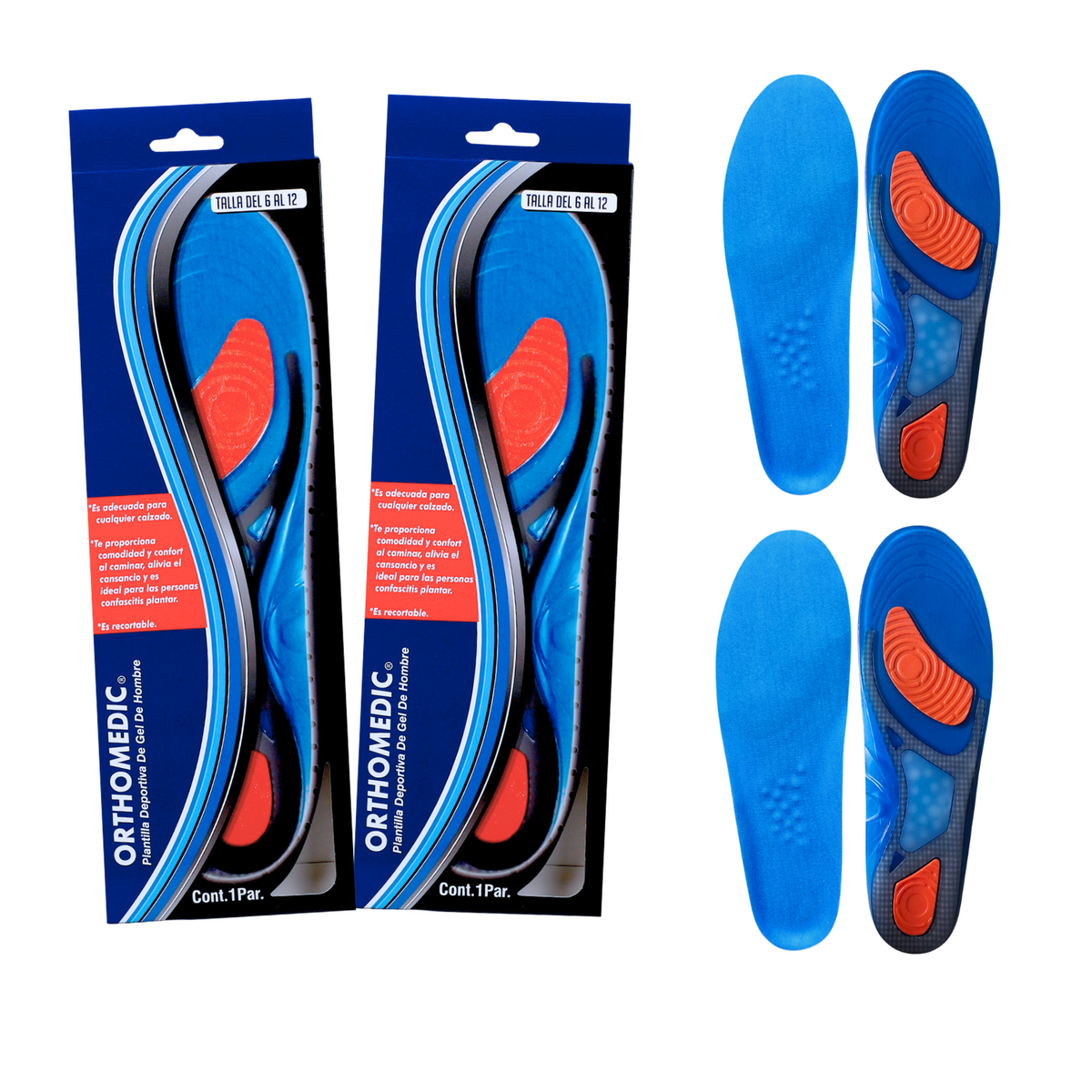 Kit Plantilla De Gel Para Hombre (2 Pares)