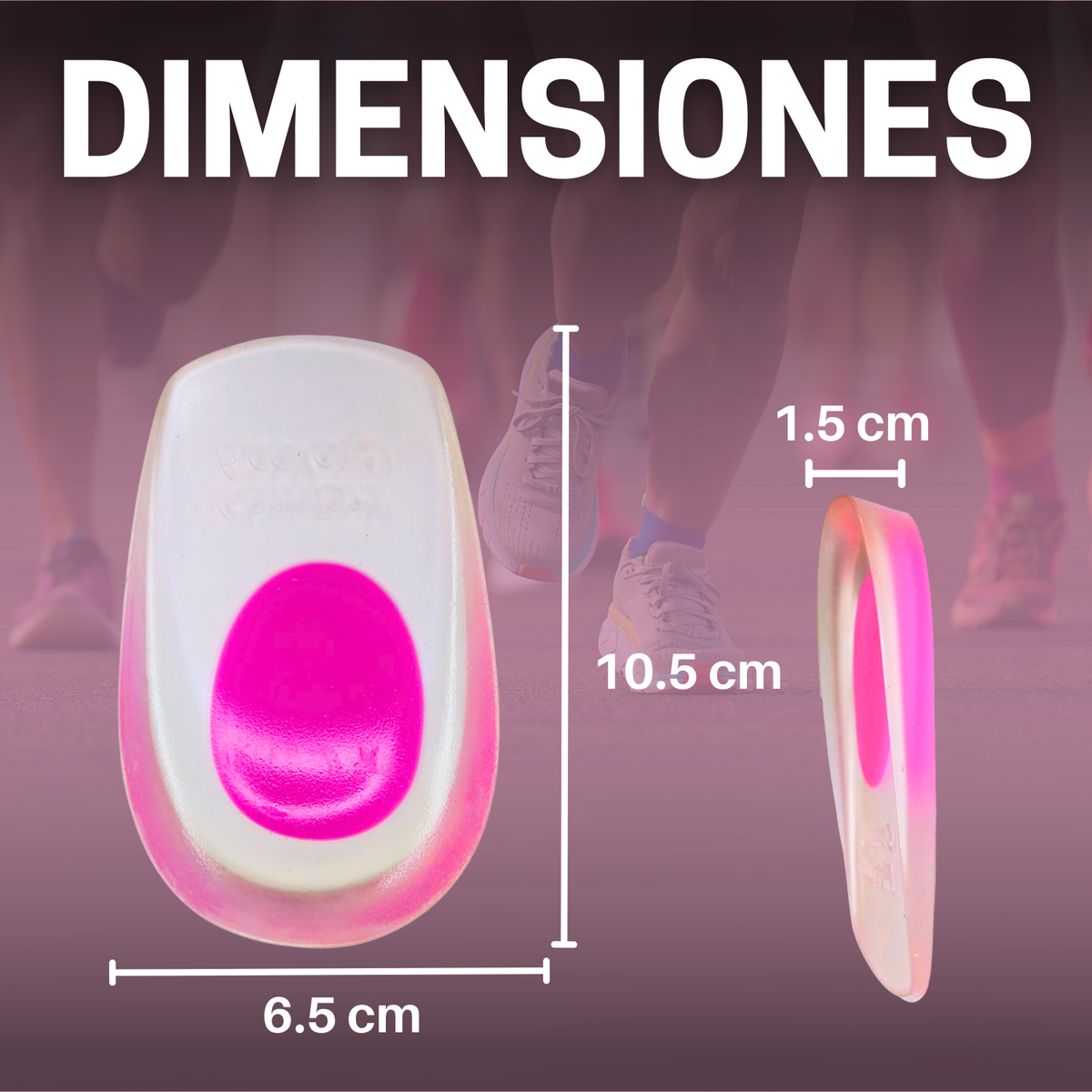 Kit Talonera de Gel para Espolón Calcáneo Punto Rosa Talla Mediana (2 pares)