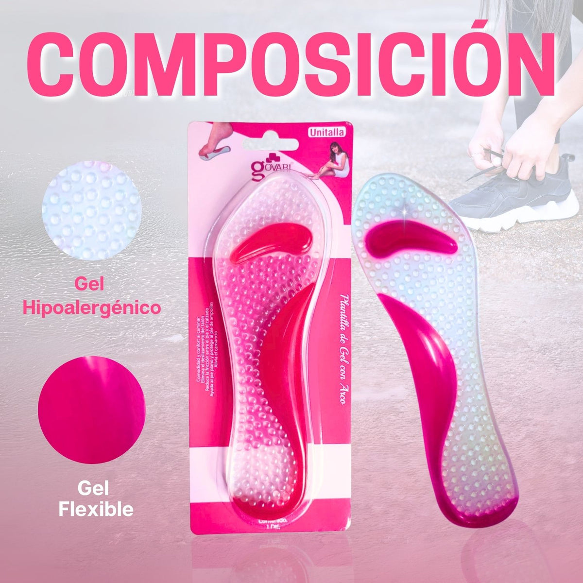 Plantilla de gel con arco y soporte metatarsal