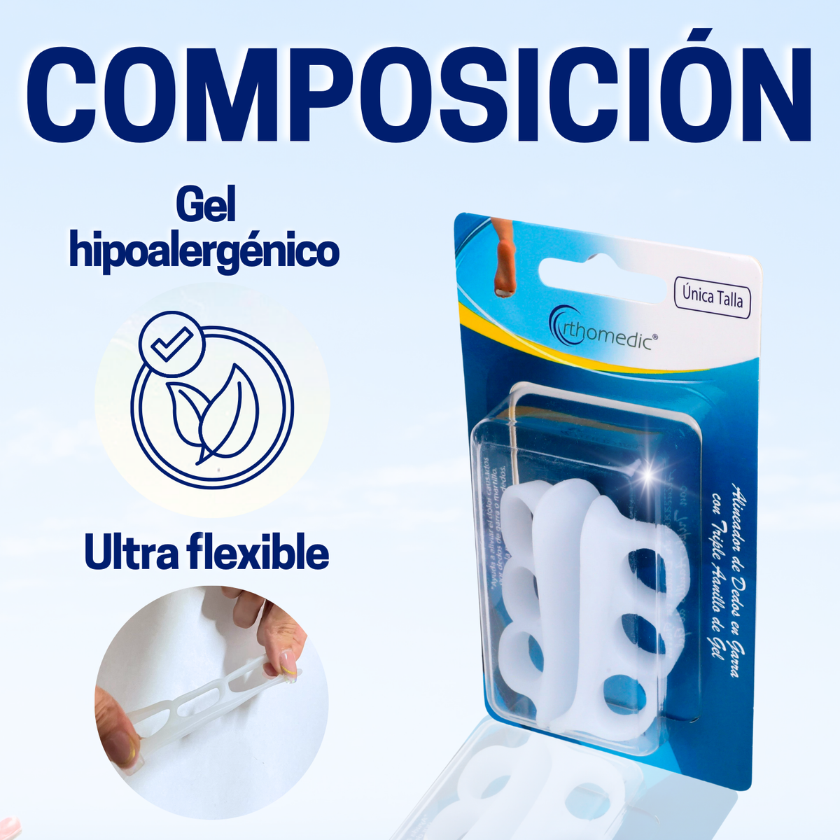 Kit Alineador De Dedos Con Triple Anillo De Gel  (2 Pares)