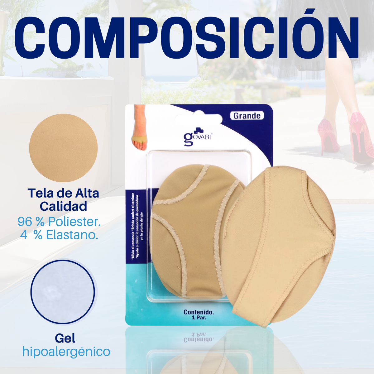 Guante Metatarsal De Tela Con Botón De Gel Talla Grande