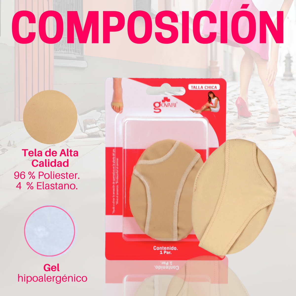 Guante Metatarsal De Tela Con Botón De Gel Talla Chica