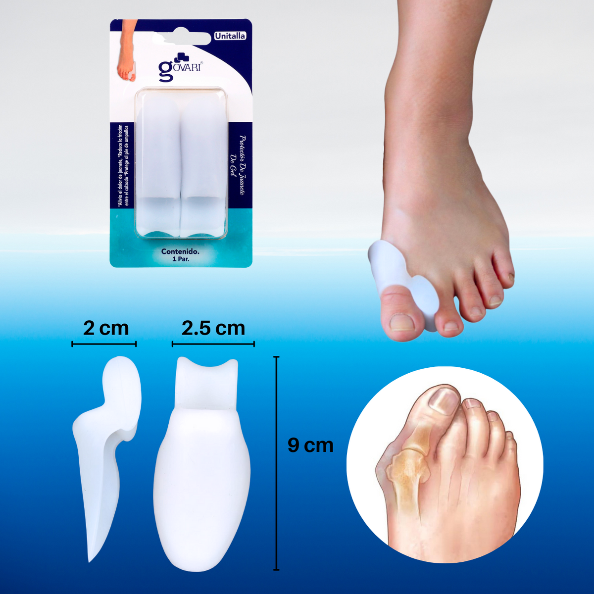 Kit Protector de Juanete de Gel con Spreader (2 Pares)