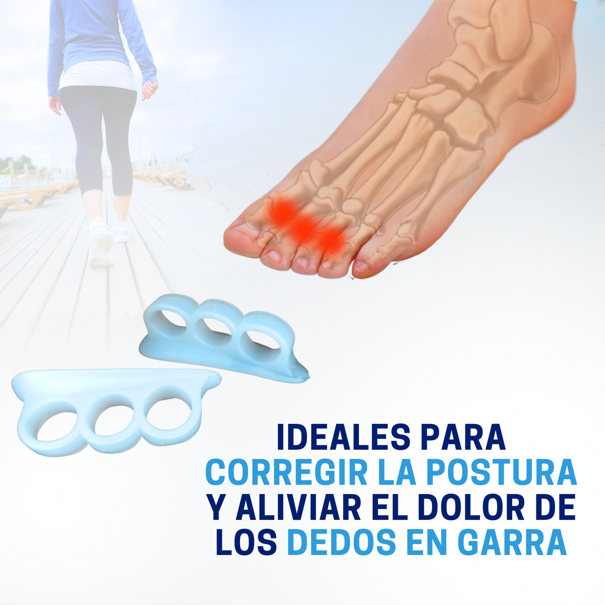 Kit Alineador De Dedos Con Triple Anillo De Gel  (2 Pares)